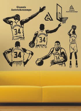 NBA篮球字母哥墙贴纸画