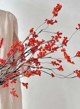 仿真南蛇藤发财果假花摆设客厅餐桌装饰品干枝插花束家居饰品摆件