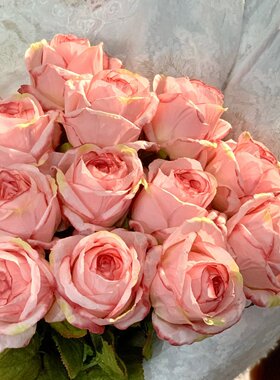 刘亦菲同款花束粉色玫瑰花仿真花束家居装饰摆件浪漫唯美拍照道具