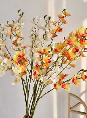 小苍兰仿真花艺摆件文心兰蝴蝶兰假花家居客厅茶几装饰花拍摄道具