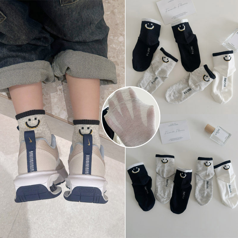 儿童袜子春夏薄款纯棉宝宝男童女童网眼短袜夏季学生透气运动棉袜