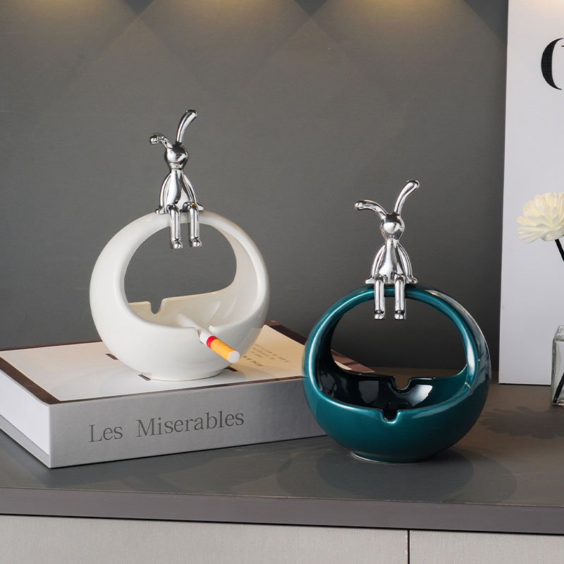 轻奢陶瓷烟灰缸家用创意个性潮流客厅酒店民宿办公防飞灰烟缸烟盅