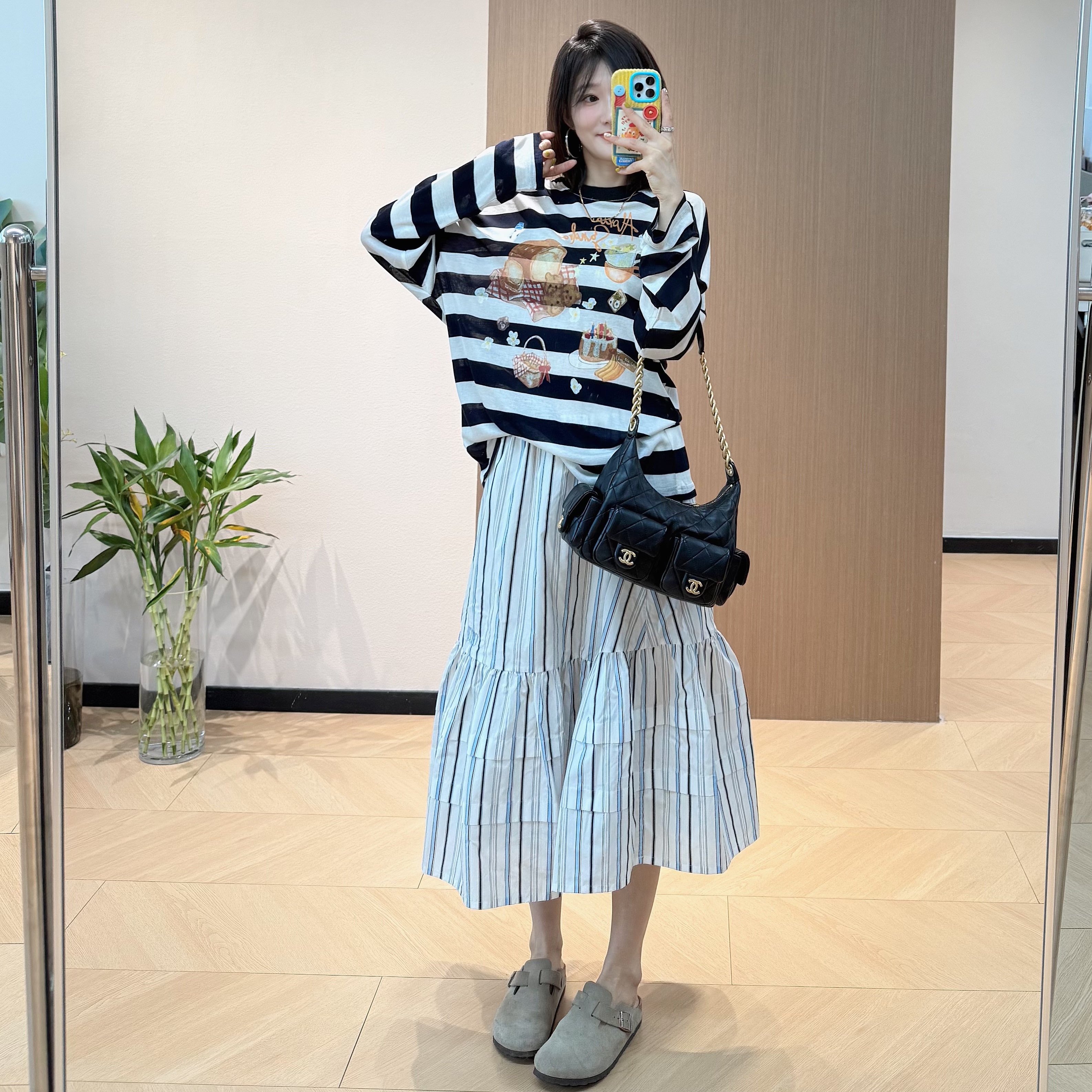 超舒服的天丝羊毛 Ale*条纹长袖tee
