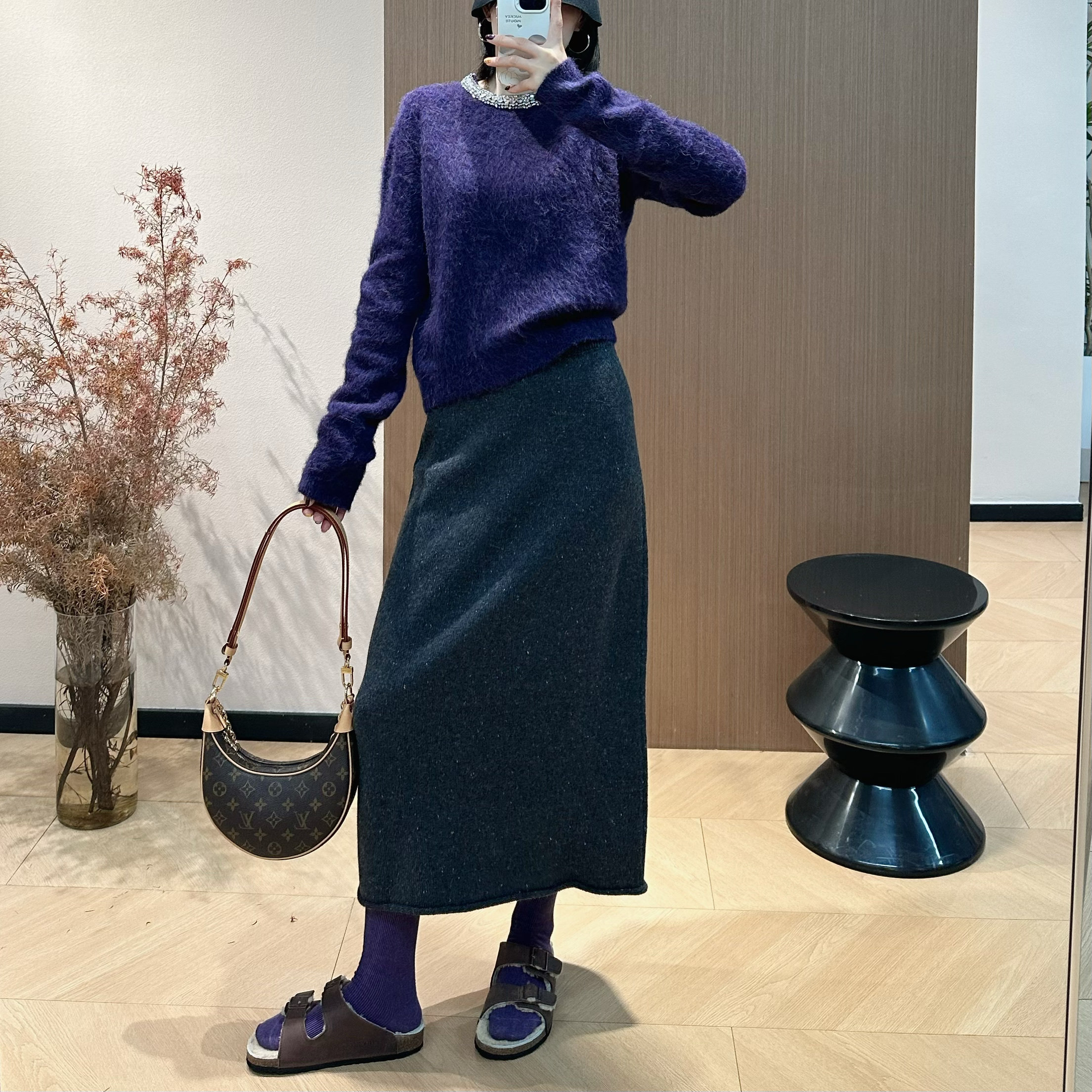 准现货～巨美藤萝紫 镶钻圆领针织衫+百搭无敌彩点纱羊毛针织半裙,女装/女士精品,时尚套装,淘宝优惠券,粉丝福利购,淘宝优惠卷