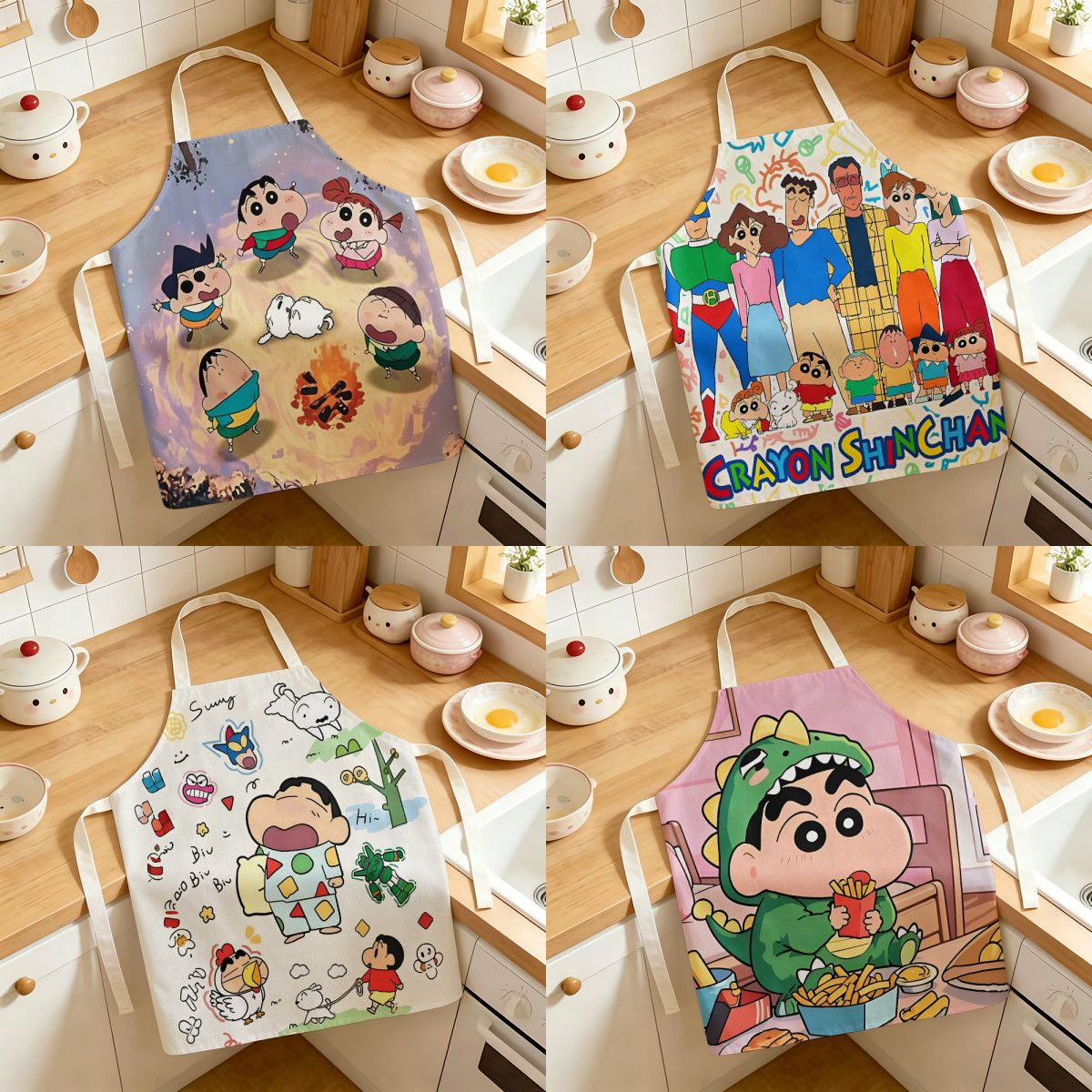卡通蜡笔小新图案 厨房做饭家用时尚可爱耐脏防污围裙