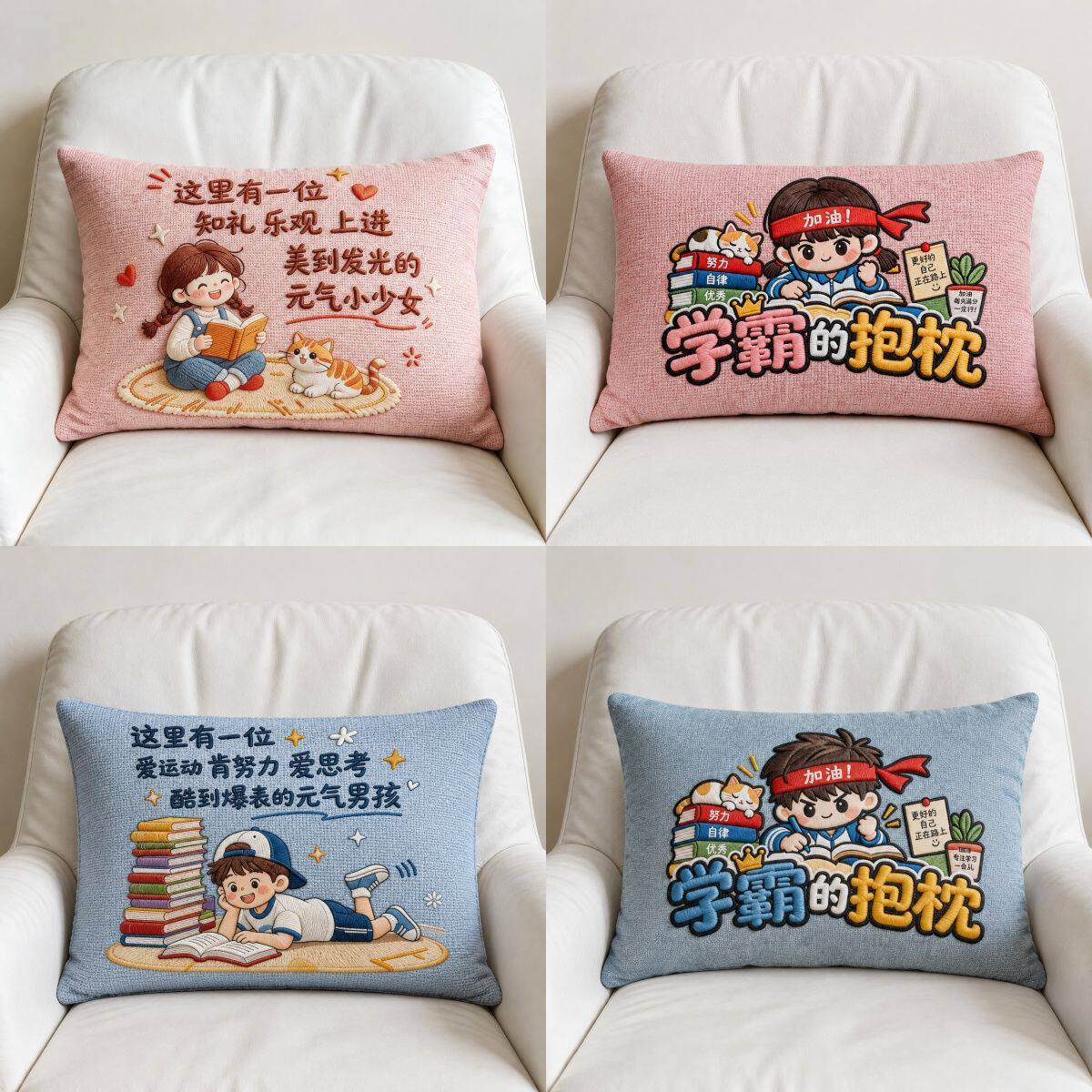 元气少女抱枕卡通可爱男生女生靠垫送孩子的礼物靠枕奖励学生靠背