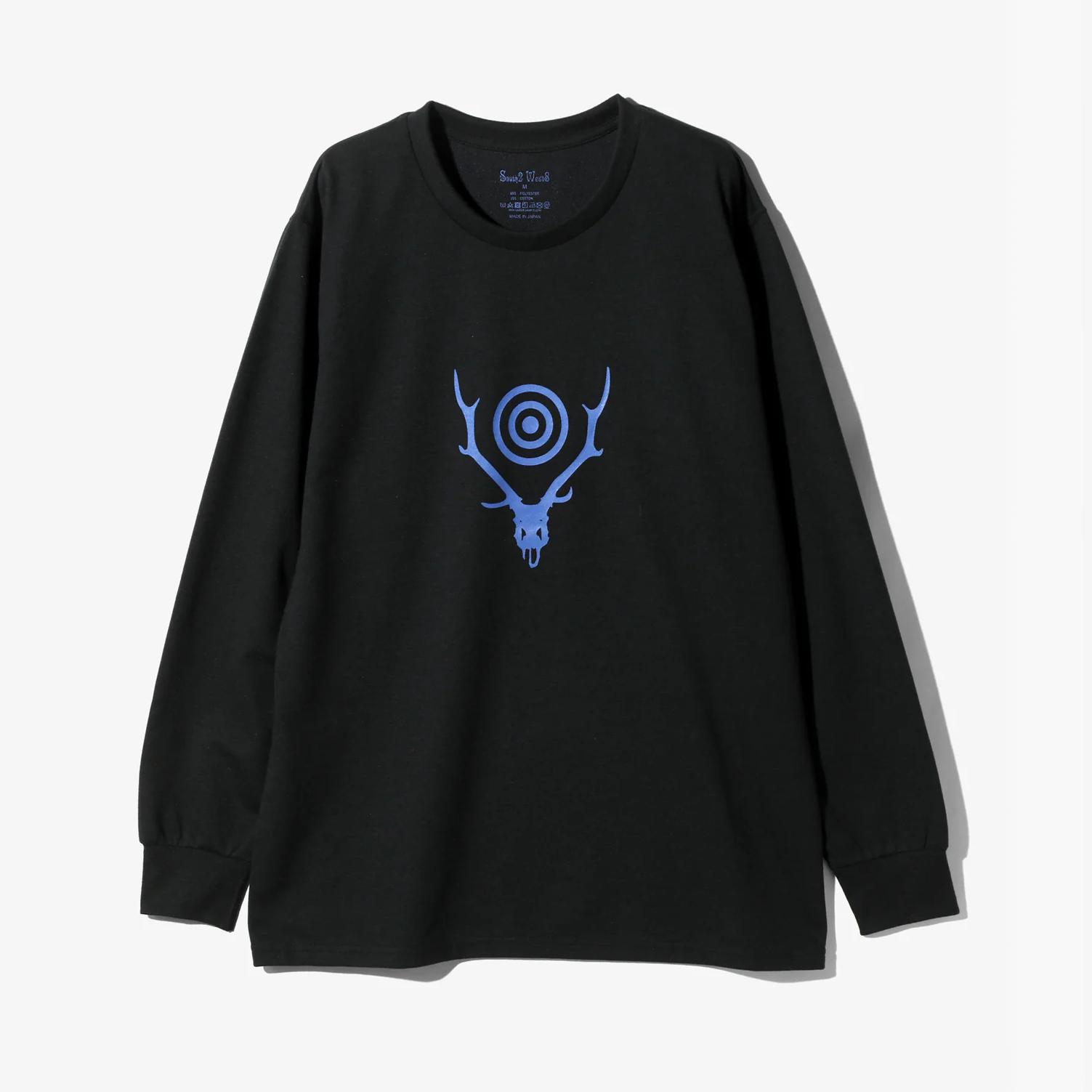 日本SOUTH2WEST8初春新款潮流圆领长袖t恤男女宽松休闲印花廓形24