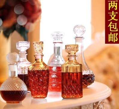 玻璃密封罐葡萄酒瓶透明密封瓶钻石威士忌瓶醒酒器红酒分装空瓶子图片