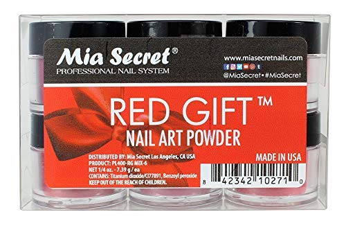mia secret red gift nail art powder - 6 piece collection - 1
