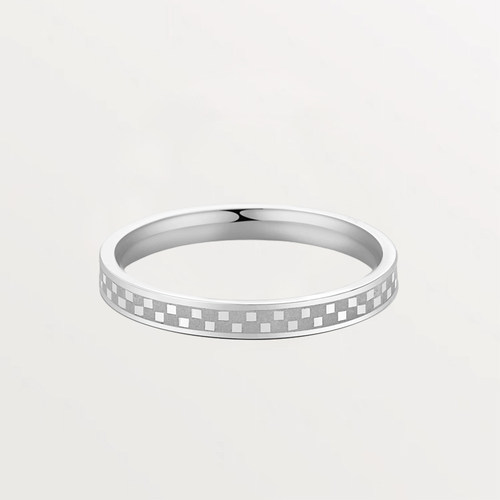 轻奢小众棋盘格情侣戒指尾戒