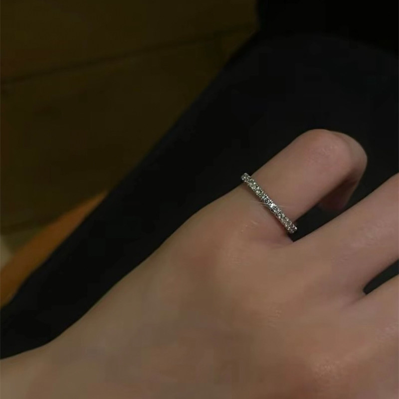 [整圈满钻]超闪小碎钻戒指排钻尾戒女小指小拇指叠戴关节小孩儿童