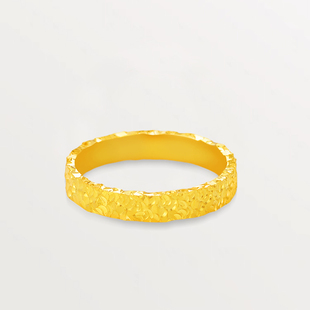 轻奢高级感三面碎冰冰纯银戒指18彩金黄金色个性尾戒女小指小拇指