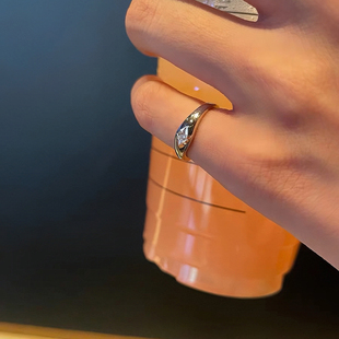 轻奢六芒星莫桑石纯银尾戒小指女小拇指小尺寸戒指极小2号