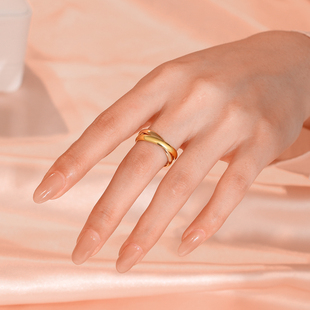 双环双色戒指尾戒超小小指小拇指3号4码关节小号交叉双圈三环男女