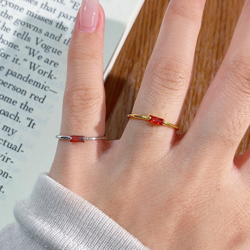 日韩纯银红色小方钻戒指尾戒小指女小拇指2号新年圣诞节礼物防,饰品/流行首饰/时尚饰品新,银饰戒指,淘宝优惠券,粉丝福利购,淘宝优惠卷