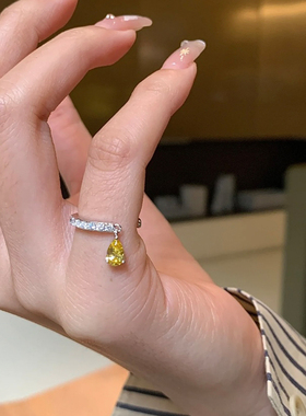 精致流苏水滴尾戒小指女纯银戒指超小号小尺寸特小超小3号4码