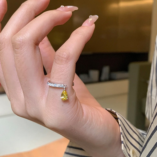 精致流苏水滴尾戒纯银戒指