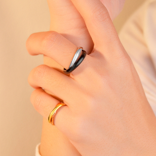 高版本三环戒指尾戒小指女双环小拇指友谊三合一装腔启示录同款卡