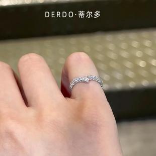 高级感纯银戒指小碎钻排钻尾戒小指女V型人字小拇指小众指环特小3