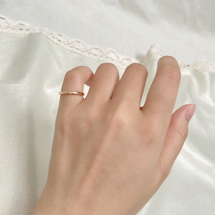 单钻戒指尾戒女素圈小指超小号尺寸小拇指精致戒子关节情侣对戒男
