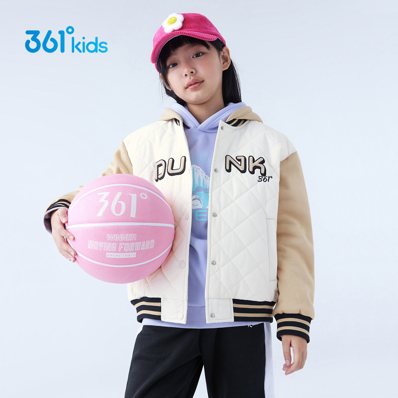 361童装 女童梭织连帽外套儿童棉服2023秋冬季新款中大童保暖棉衣