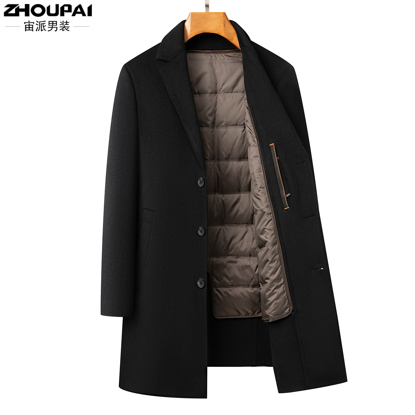 爸爸冬装中长款羊毛呢大衣外套