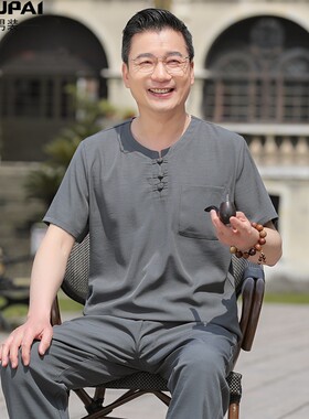 男士夏季短袖唐装套装