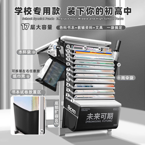 课桌收纳袋挂袋书袋课桌收纳学生高中书桌学校桌边侧挂初中生高中