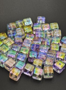 透明亚克力方块幻彩串珠DIY配件