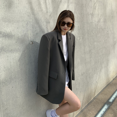 西装外套女高级感设计感小众灰色