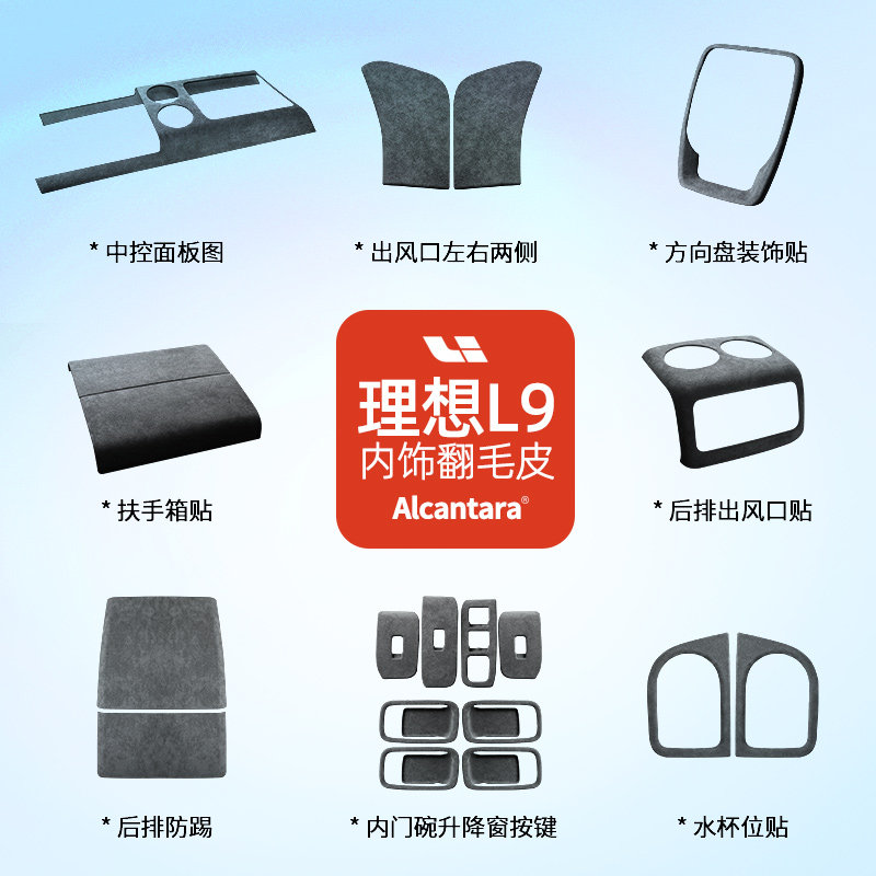 理想L9/L8专用中控扶手箱翻毛皮