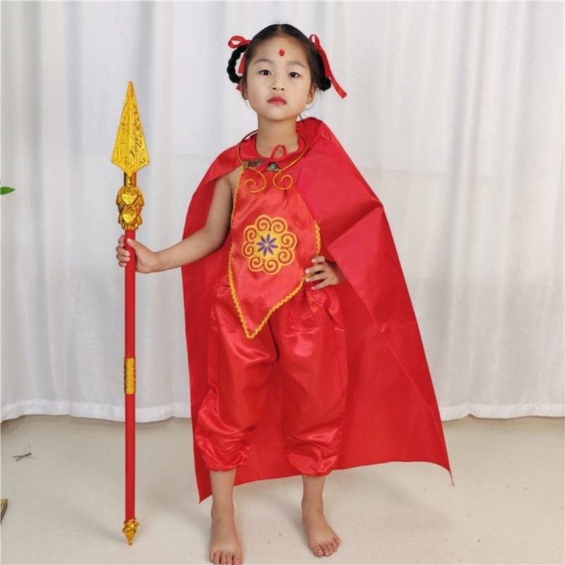 儿童红孩儿服装西游记男女童肚兜裤子披风表演出服道具六一节古典