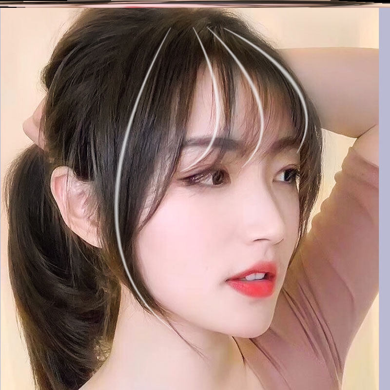 两侧中分高端短发学生女孩空气刘海卷时尚蓬松增厚女性黑棕色可爱