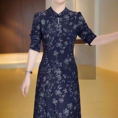 2025新款春季气质改良旗袍显瘦印花复古时尚新中式女中长款连衣裙