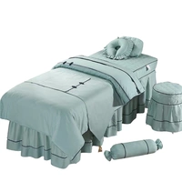 13372 bông làm đẹp trải giường bốn bộ nút phong cách retro đơn giản cổ điển massage giường bao gồm bốn bộ màu xanh lá cây - Trang bị tấm ga giường spa đẹp