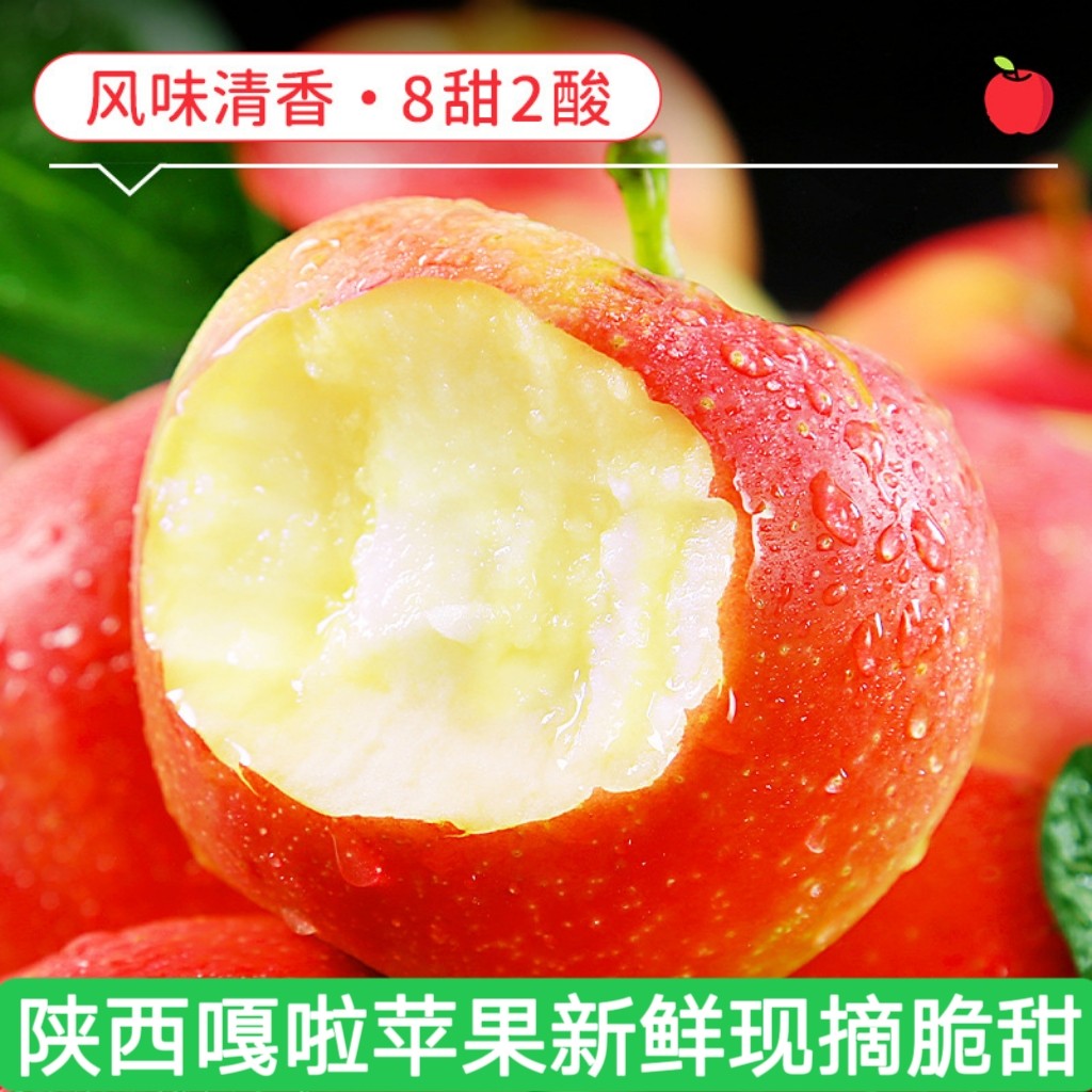 正宗陕西嘎啦苹果红富士现摘冰糖苹果