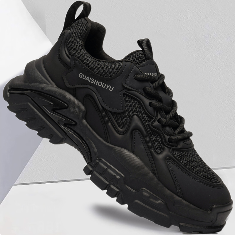男鞋黑色厚底增高老爹鞋子运动鞋