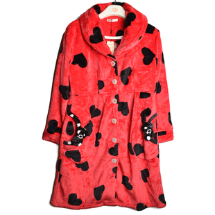 可人儿女男女冬季加厚法兰绒睡袍长绒水貂绒浴后绒袍库存特惠处理