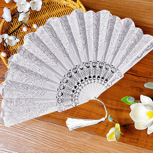 孔雀亮片扇子咏春舞蹈扇旗袍扇子 折扇折扇 女中国古风日式折叠扇