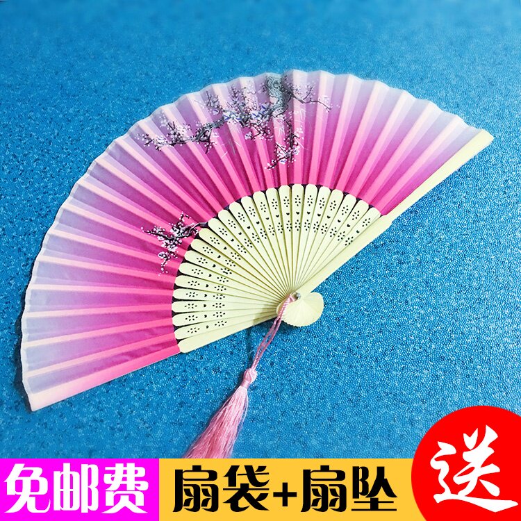 1把包邮！新品日式折扇中国风女式绢扇子樱花礼品古风跳舞蹈小扇