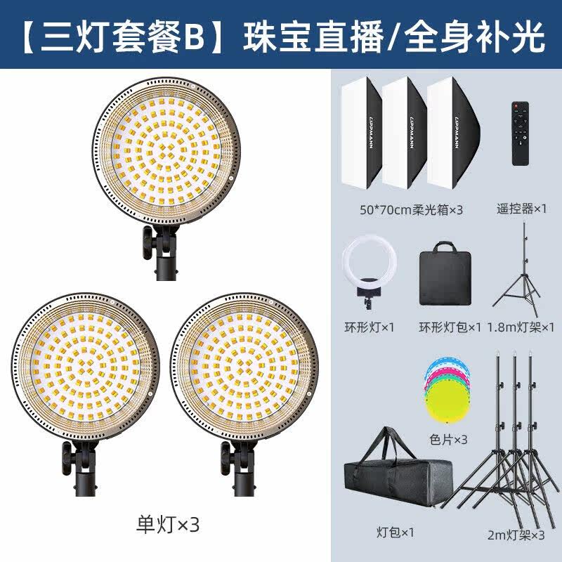 雷普曼（LIPPMANN）max55w直播间LED双色温补光灯直播常亮灯柔光