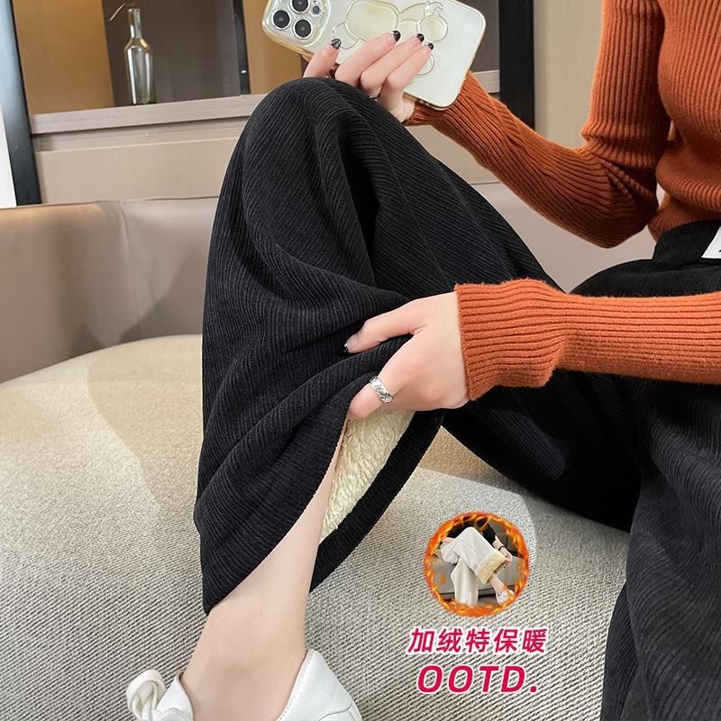 日本ファッ2025春秋新款女羊羔绒休闲宽松直筒秋冬加厚加绒阔腿裤,女装/女士精品,时尚防晒服,淘宝优惠券,粉丝福利购,淘宝优惠卷