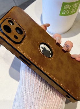 复古皮纹漏标适用苹果16手机壳iphone17promax高级感皮质ip15男款16pro创意15保护套13全包防摔14pro简约xs软