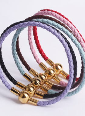 情侣编织皮绳手链甜美可串珠手环