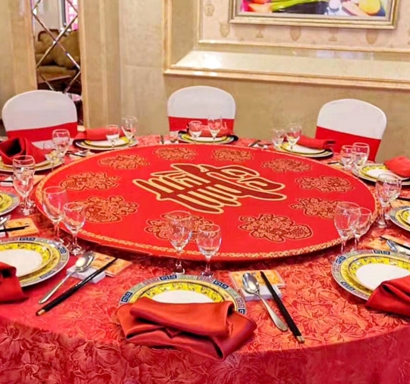 转盘套寿宴喜宴婚宴主题酒店圆玻璃转盘罩餐桌布套宝宝生日宴台布