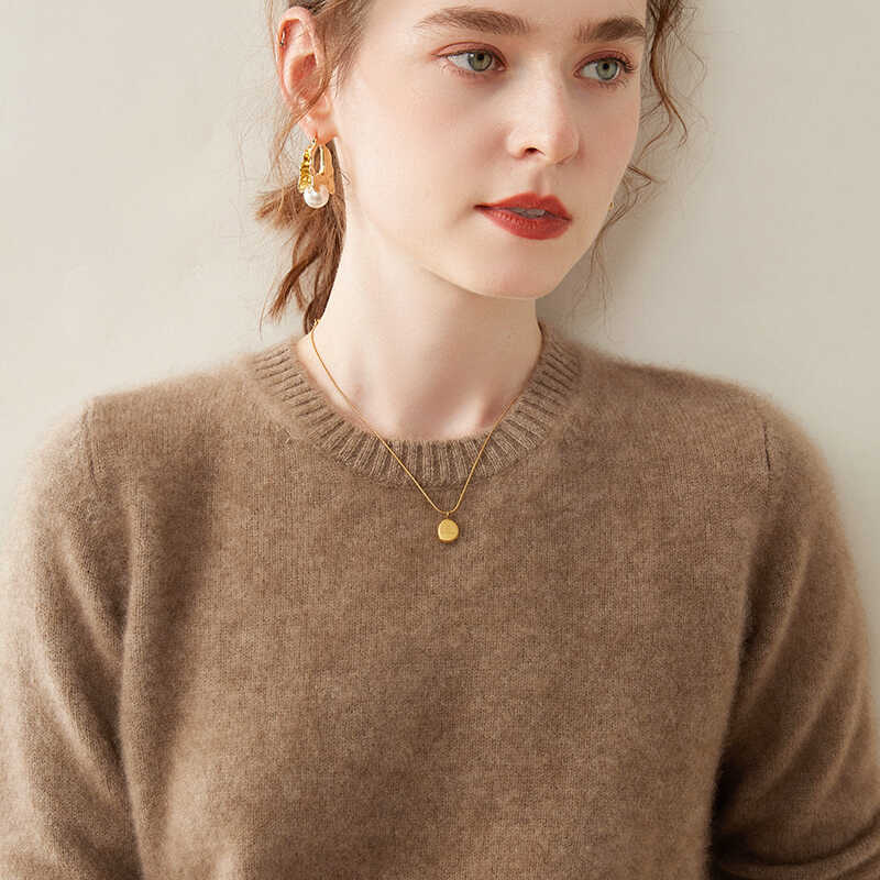 羊绒衫针织圆领毛衣加厚打底宽松