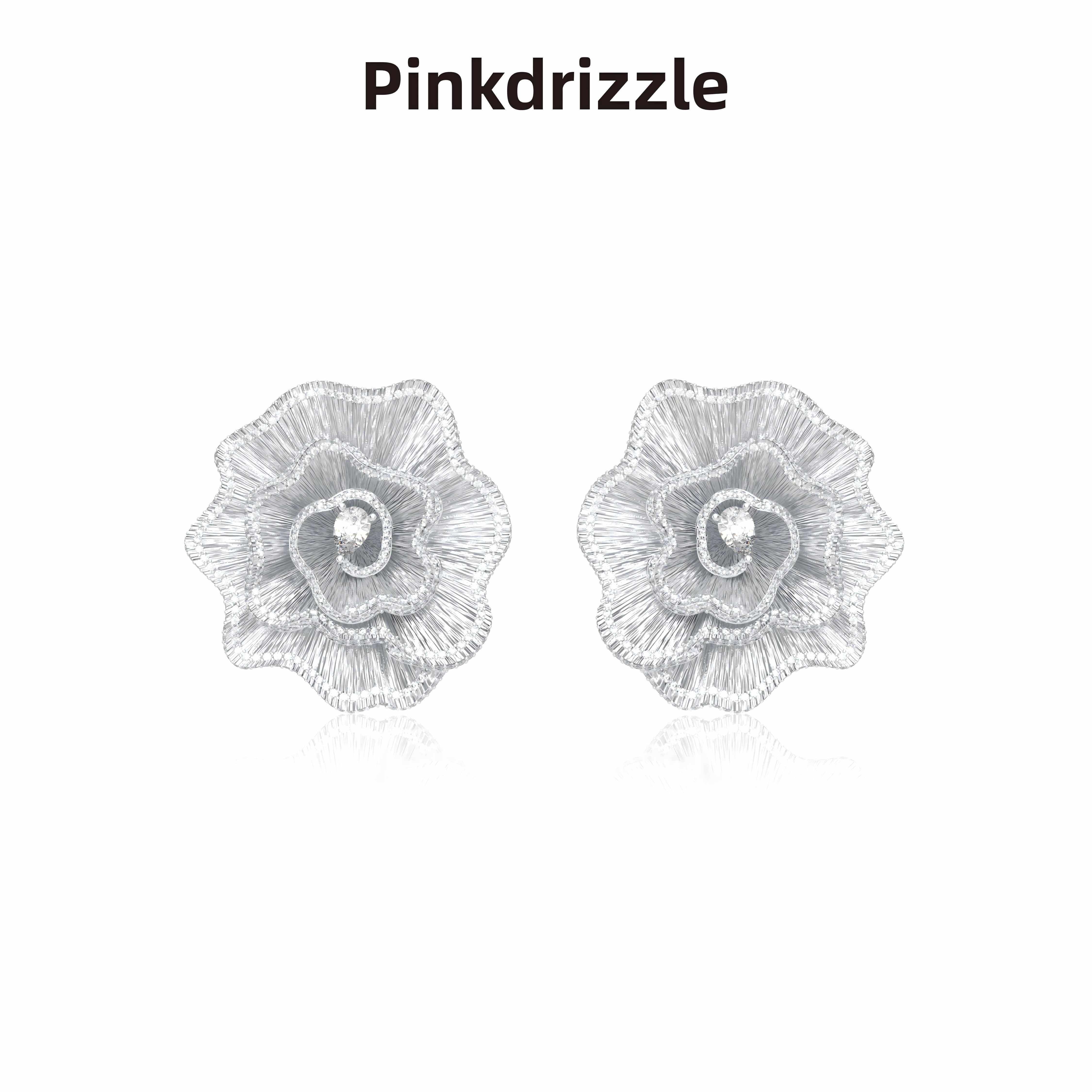 pinkdrizzle一花倾城复古优雅耳饰气质轻奢耳钉小众高级感耳环