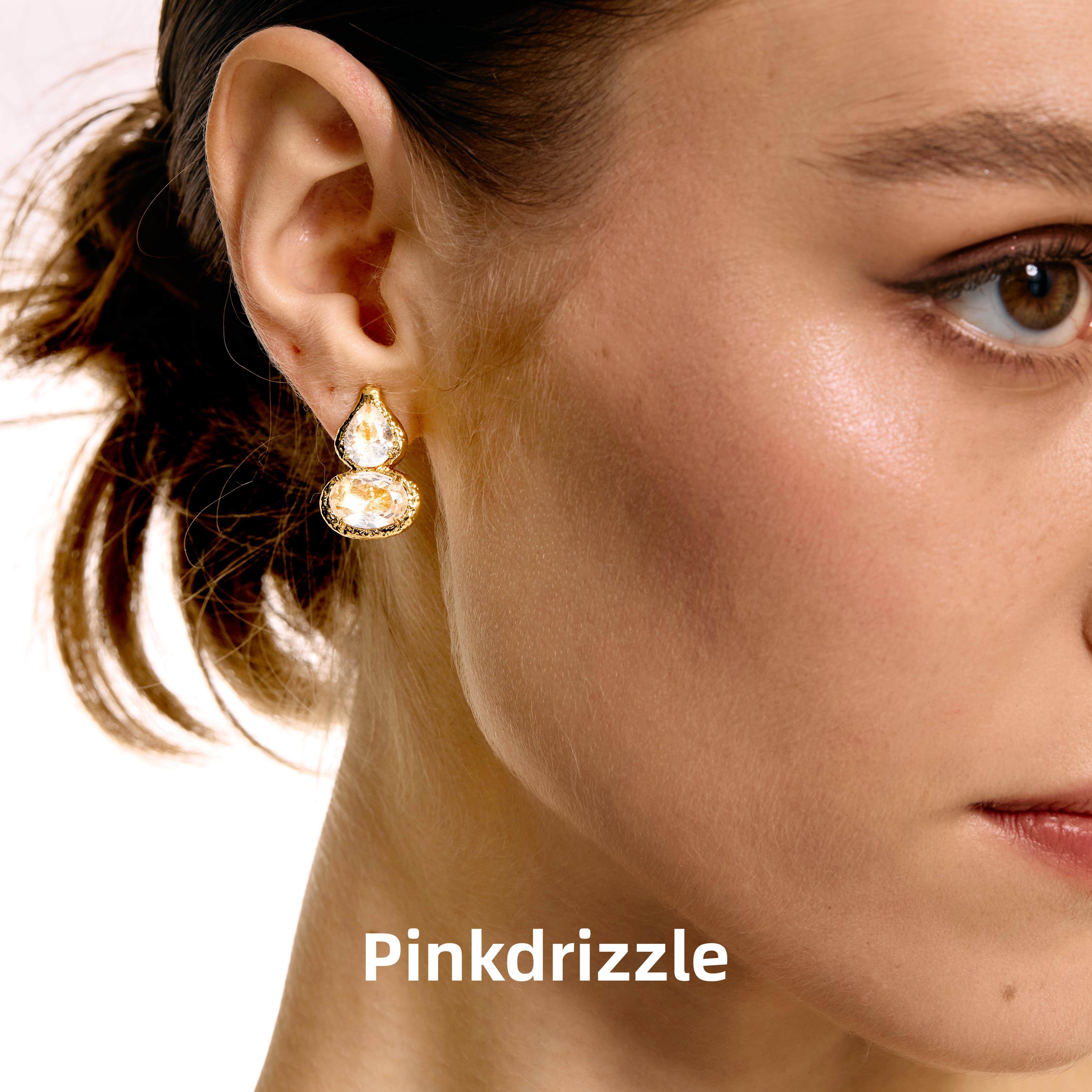 Pinkdrizzle宝葫芦璀璨星光耳钉气质设计感耳环女高级感轻奢耳饰