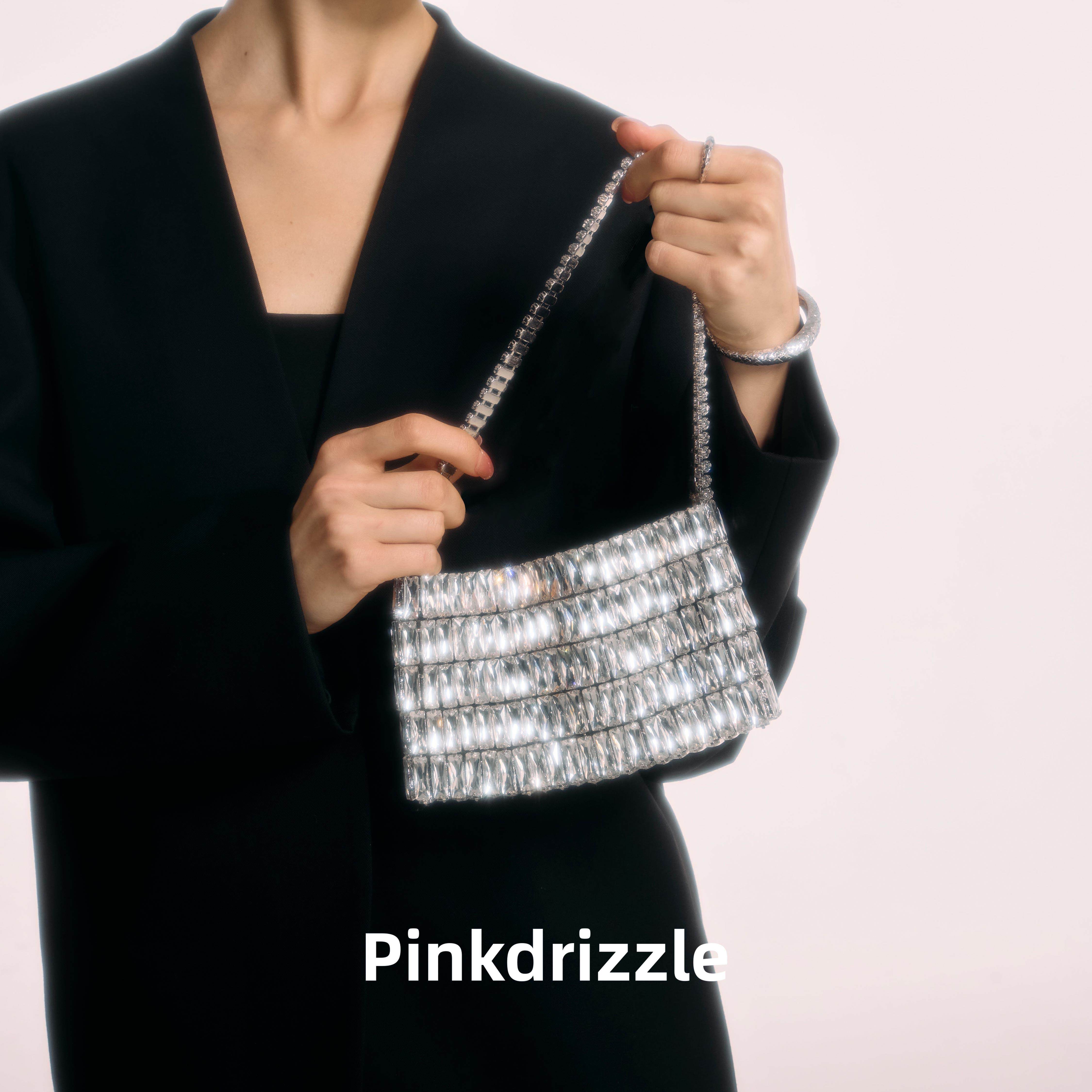Pinkdrizzle新款璀璨人生排钻手拎包气质百搭设计轻奢名媛小包包