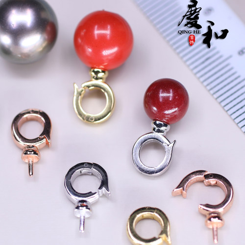 S925纯银珍珠半孔吊托盘万能卡扣